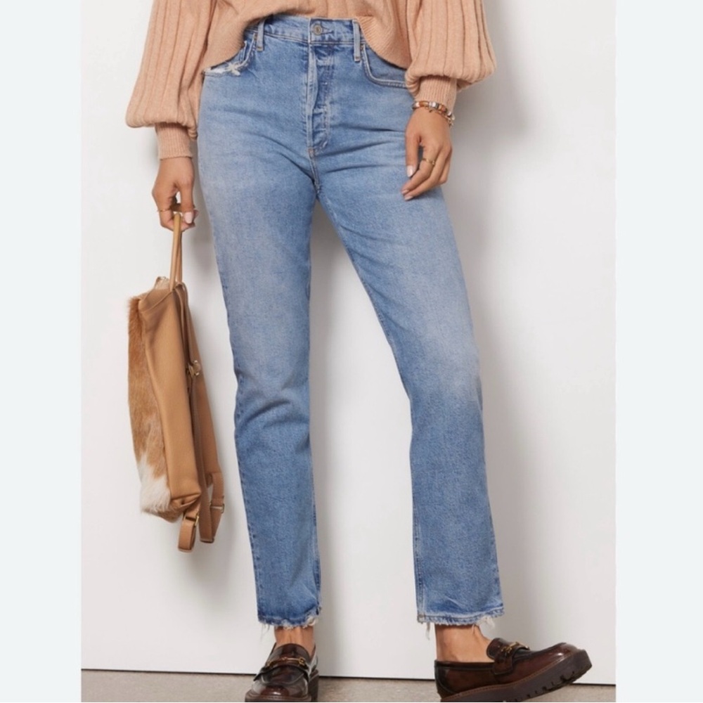 AGOLDE JEANS RILEY HIGH RISE STRAIGHT
Light Wash Size 24 organic cotton